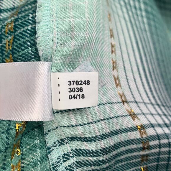 Justice Kids Girls Top‎ Size 7 Open Front Green Plaid Embroidered Metallic NWOT - Picture 5 of 5